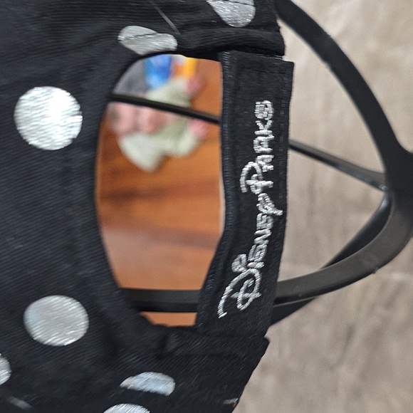 NWT Disney Parks Womens Minnie Mouse Hat Black/Silver Dots Poms Bow Adjustable - Picture 4 of 11